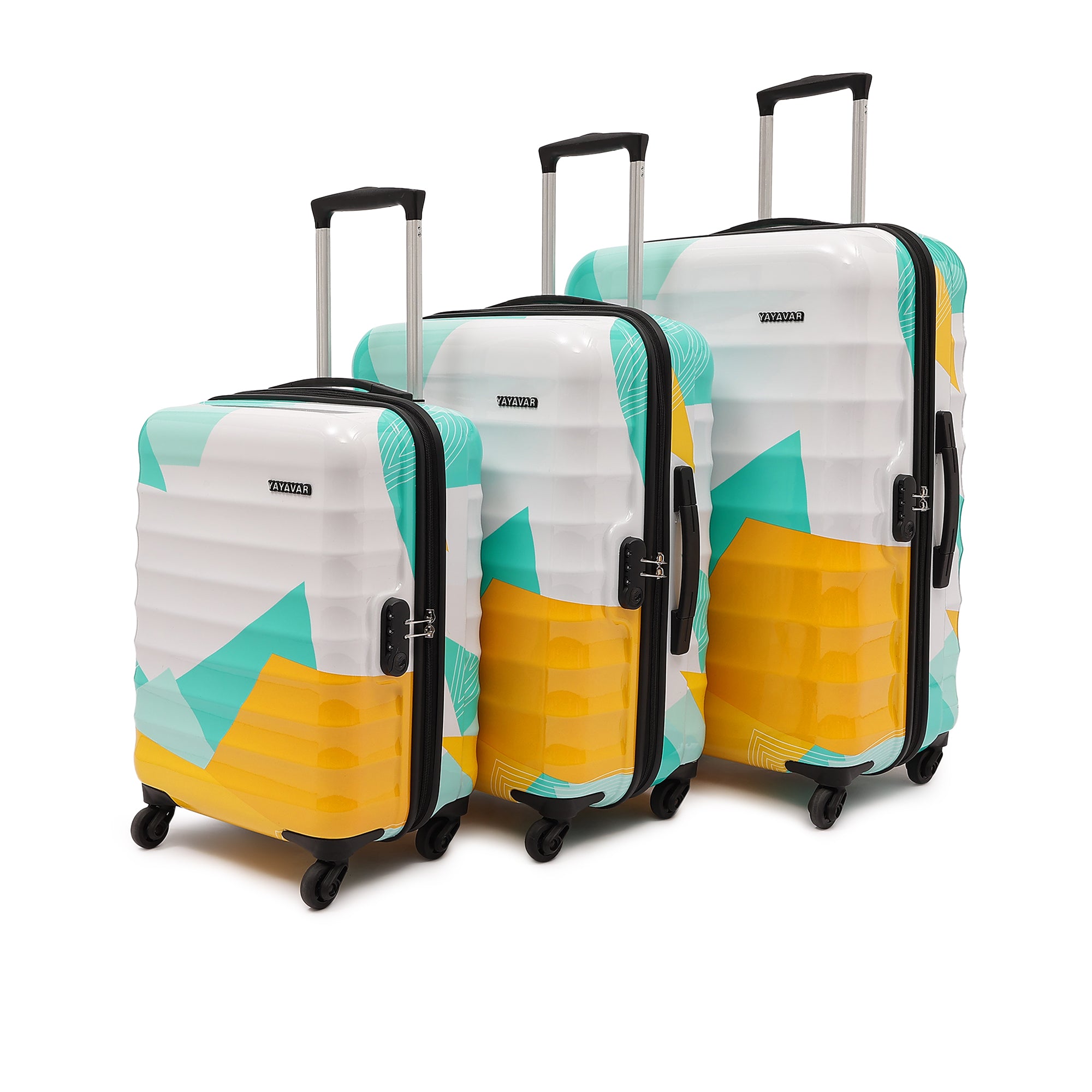 Mexico Printed Teal Set Of 3 Trolley