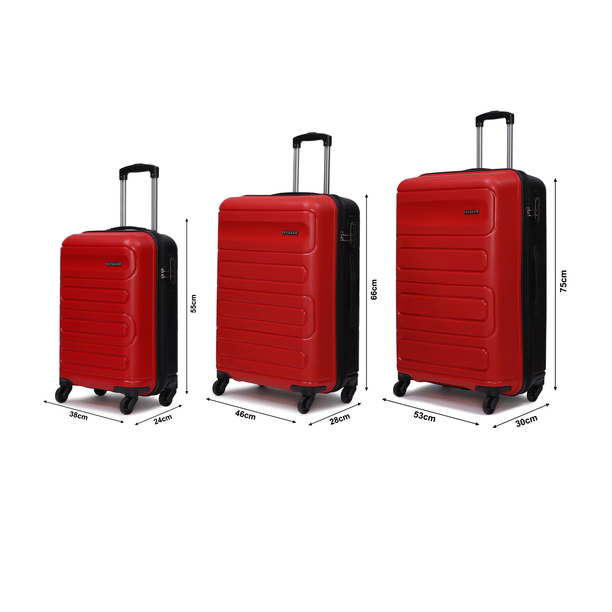 Tokyo Dual Red-Black Set Of 3 Trolley