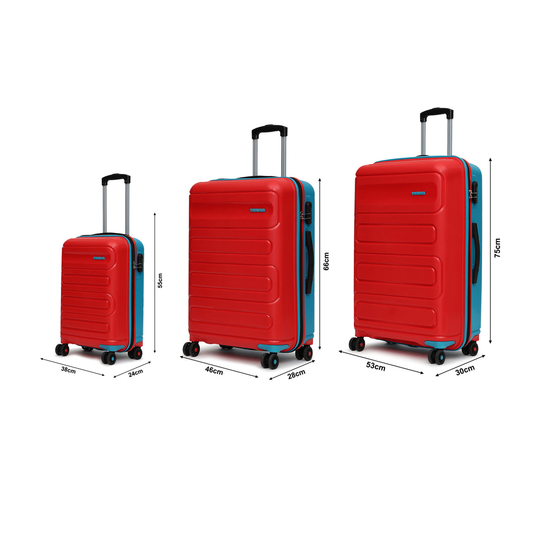 Tokyo Remix Red-Teal Set Of 3 Trolley