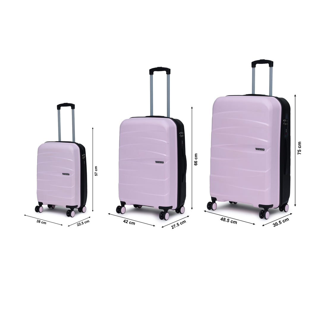 London Dual Pink-Black Set Of 3 Trolley