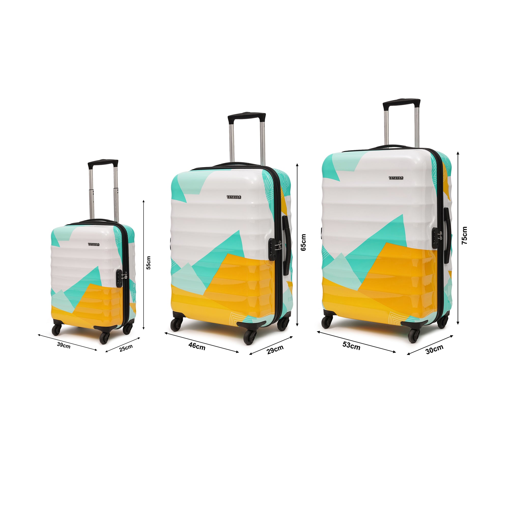 Mexico Printed Teal Set Of 3 Trolley