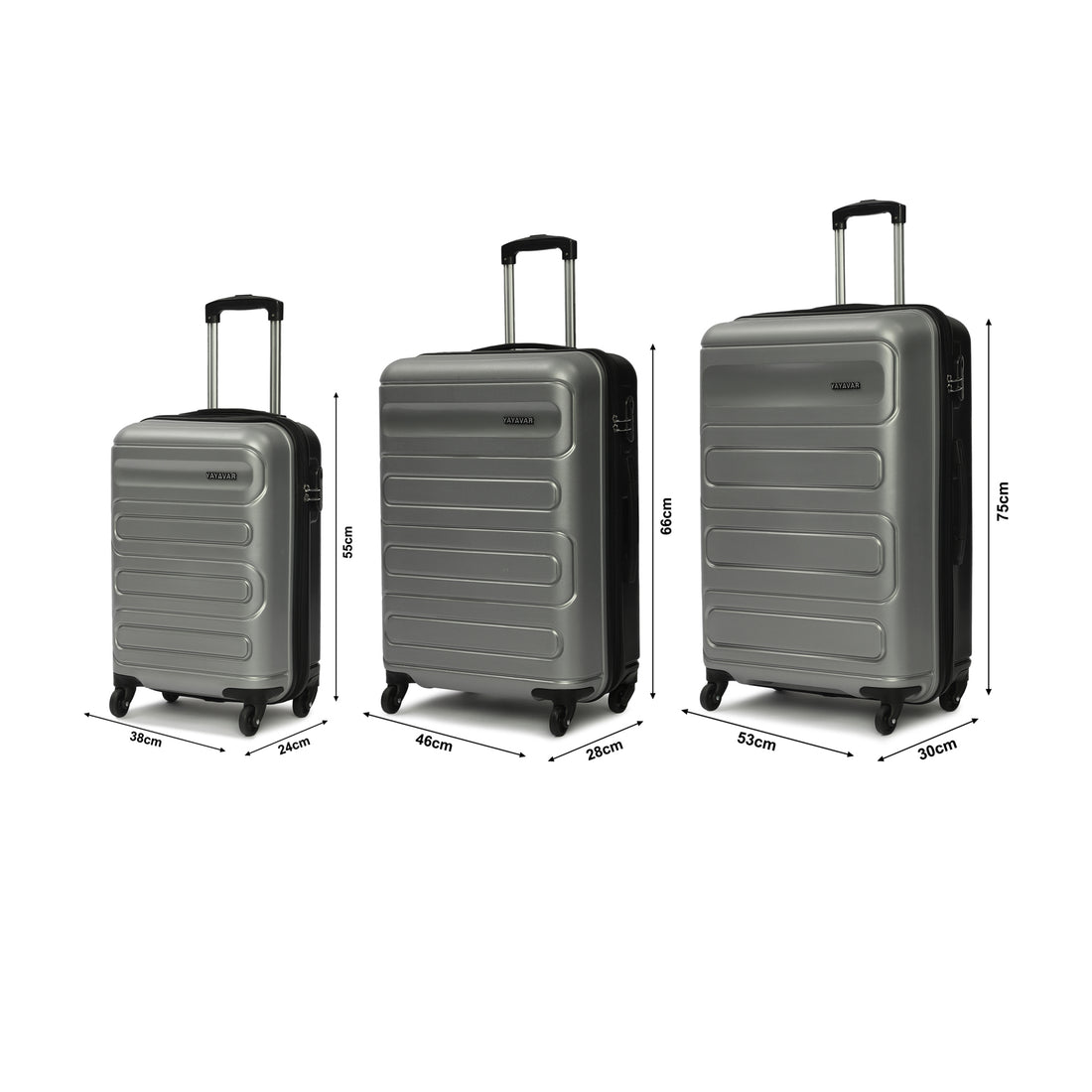 Tokyo Dual Silver-Black Set Of 3 Trolley