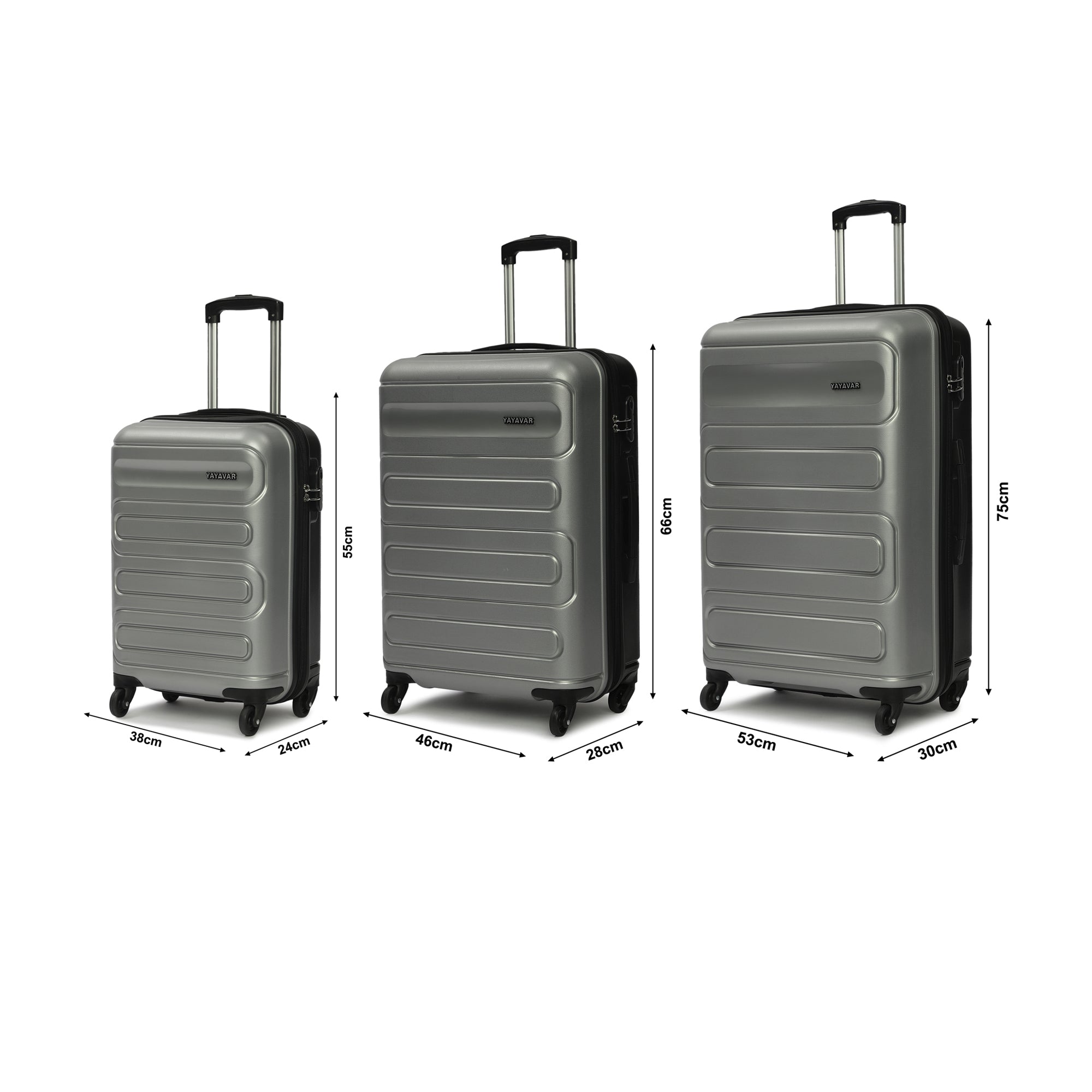 Tokyo Dual Silver-Black Set Of 3 Trolley
