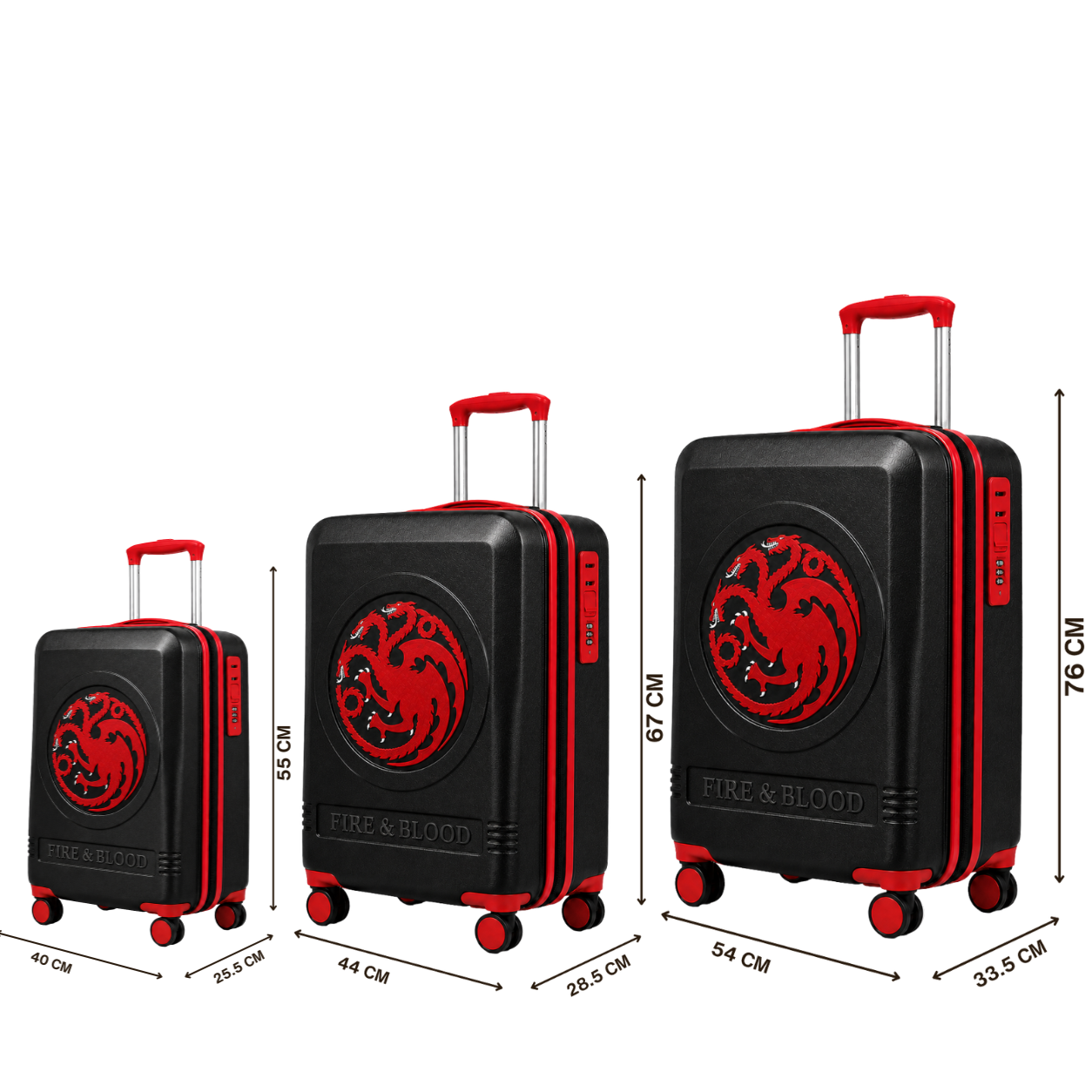 House Of The Dragon Black Set Of 3 Trolley