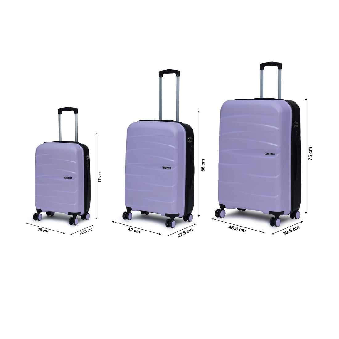 London Dual Violet-Black Set Of 3 Trolley
