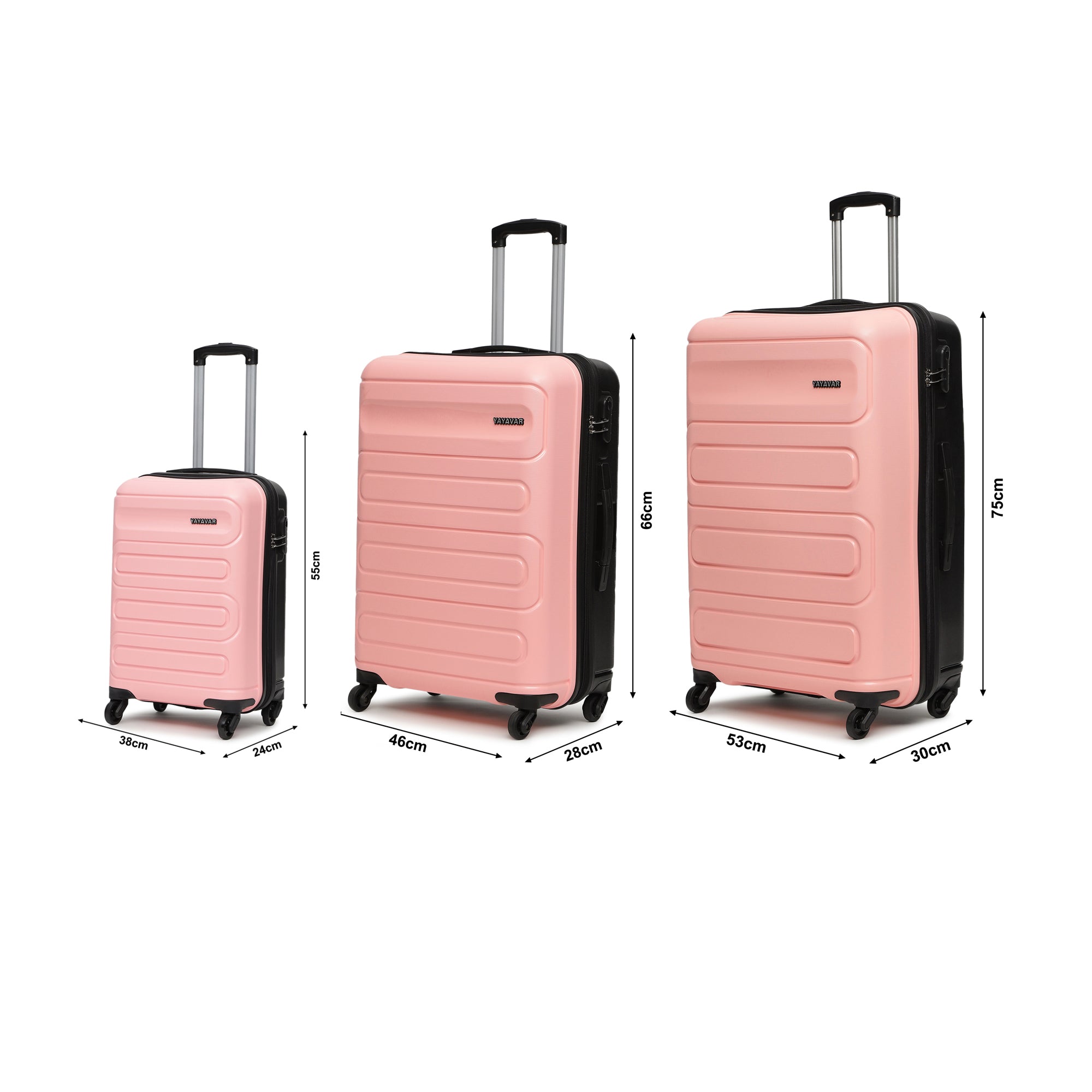 Tokyo Dual Pink-Black Set Of 3 Trolley