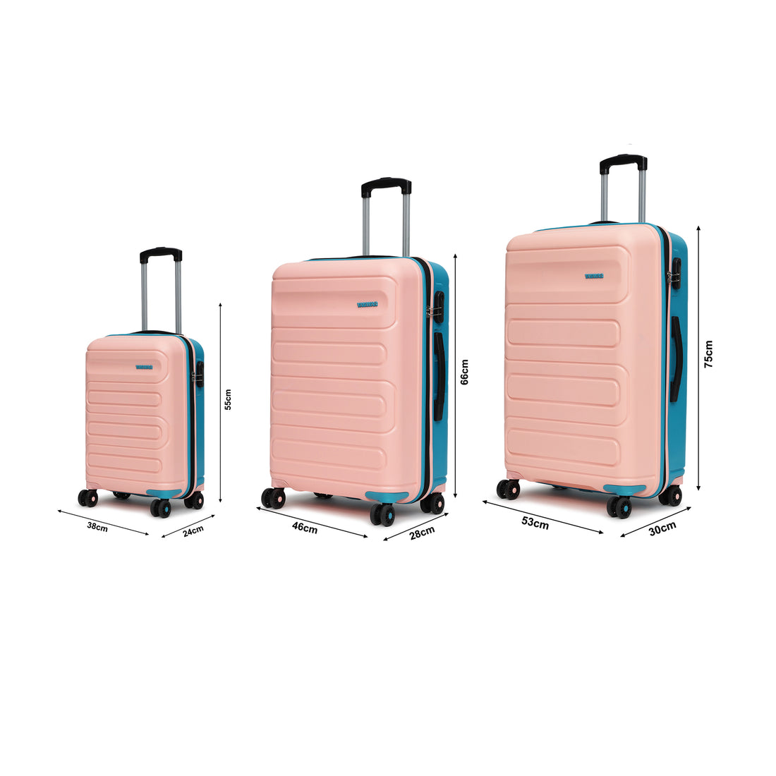 Tokyo Remix Pink-Teal Set Of 3 Trolley