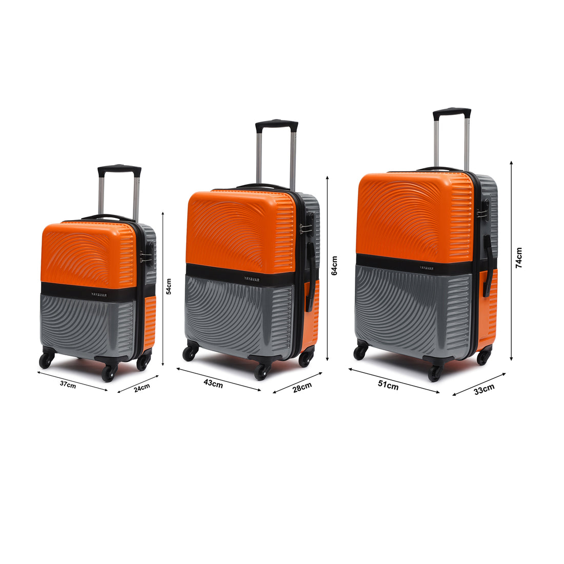Venice Orange-Grey Set Of 3 Trolley