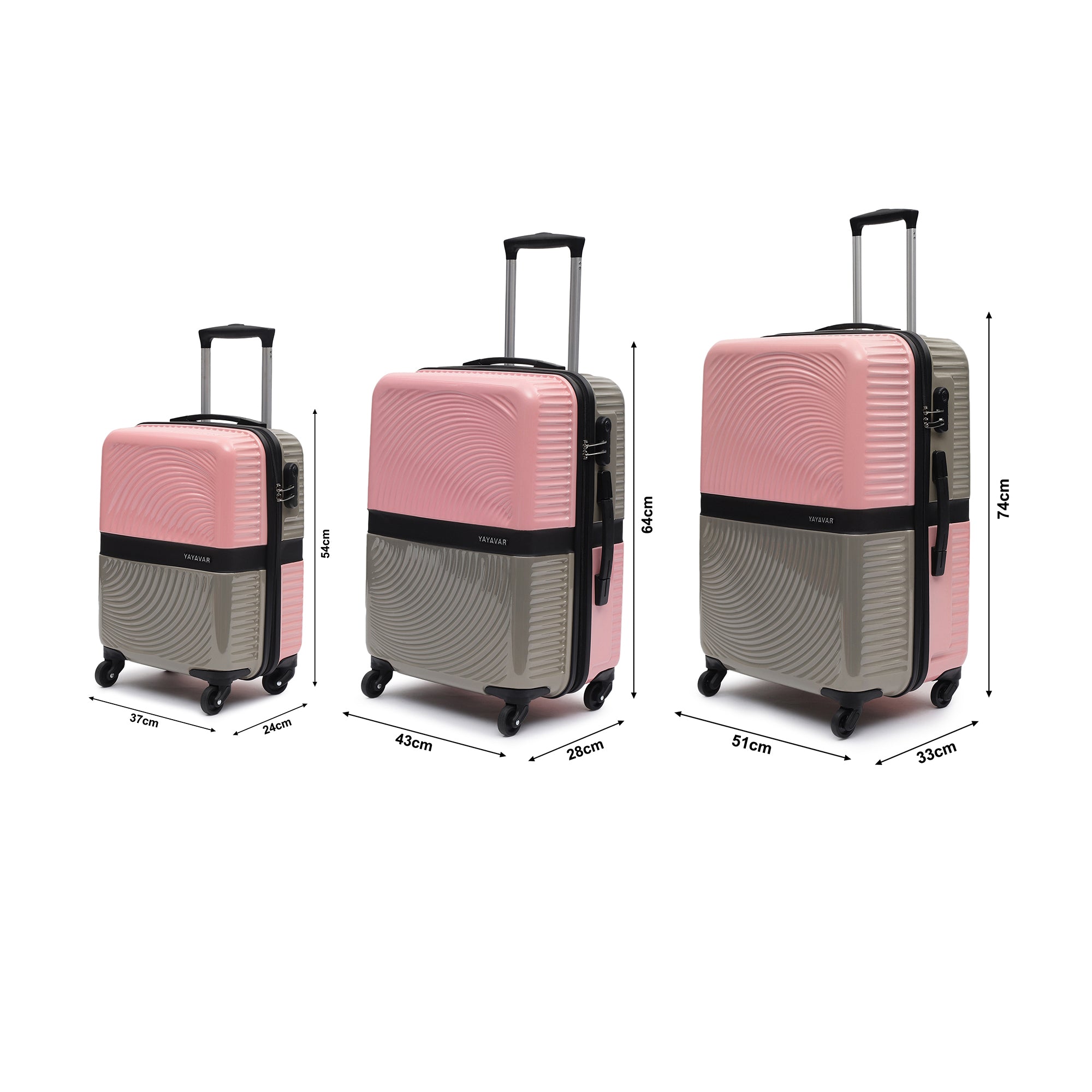 Venice Pink-Grey Set Of 3 Trolley