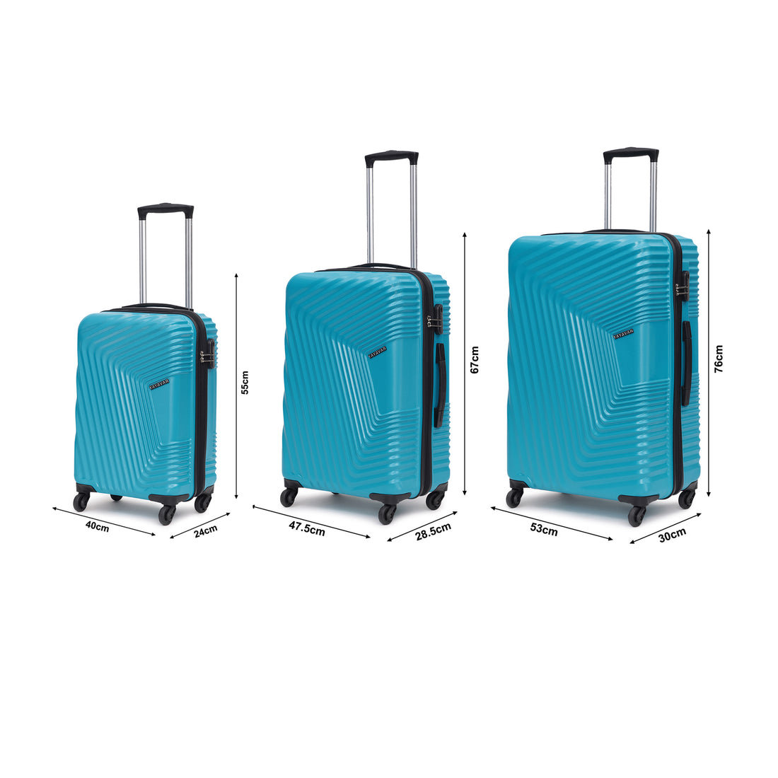 Monaco Teal Set Of 3 Trolley