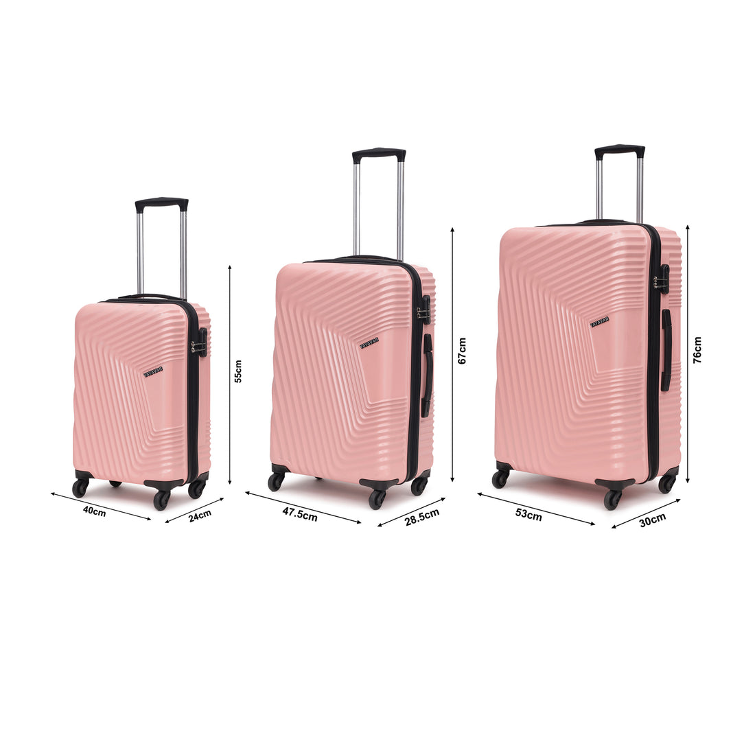 Monaco Baby Pink Set Of 3 Trolley