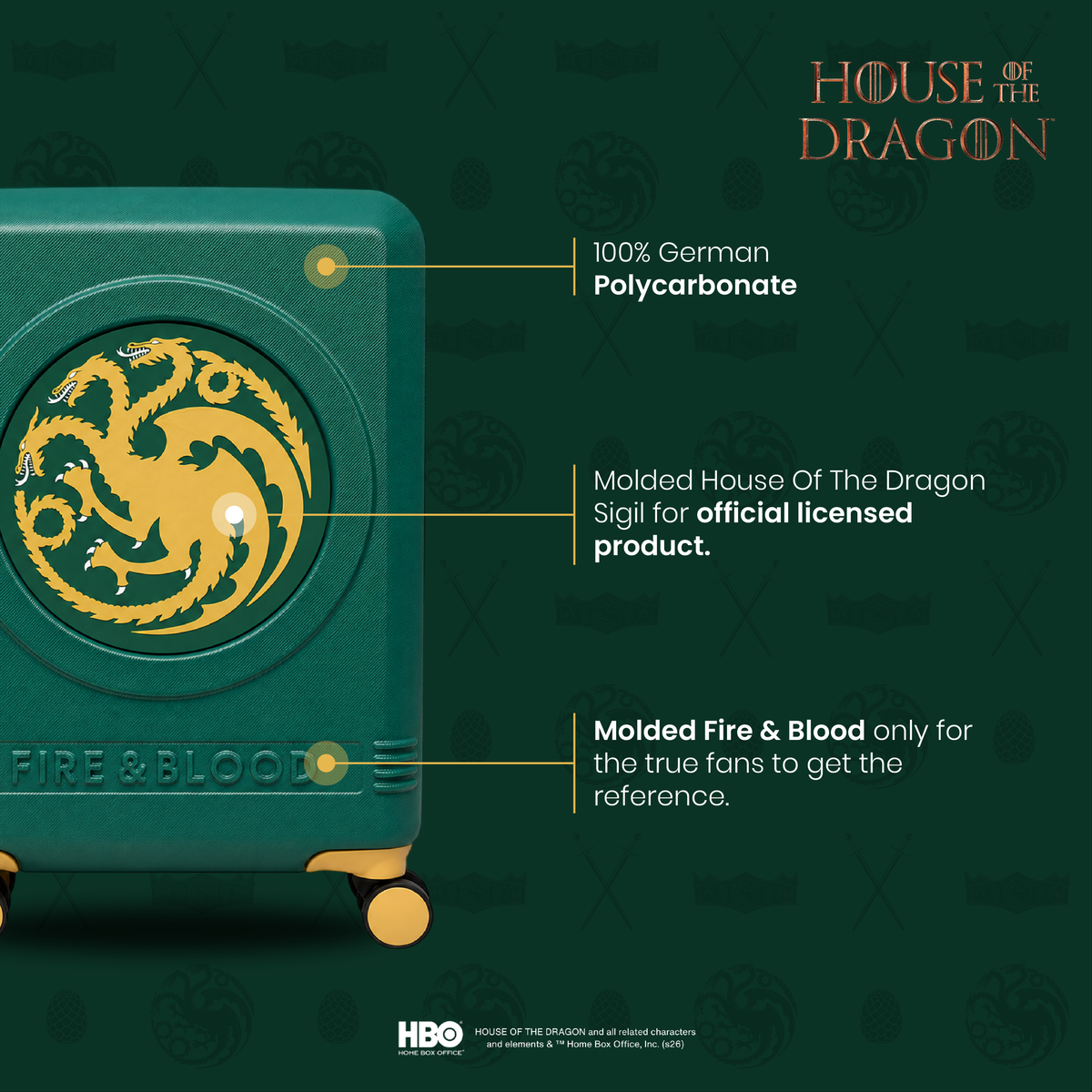 House Of The Dragon Green Large Trolley
